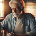 Senior man doing computerized brain training to reduce dementia risk by 25 percent