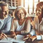 Senior couple discovering government benefits they are entitled to with helpful advisor