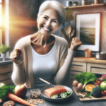 Senior woman preparing heart-healthy diet meal following AHA 2026 guidelines
