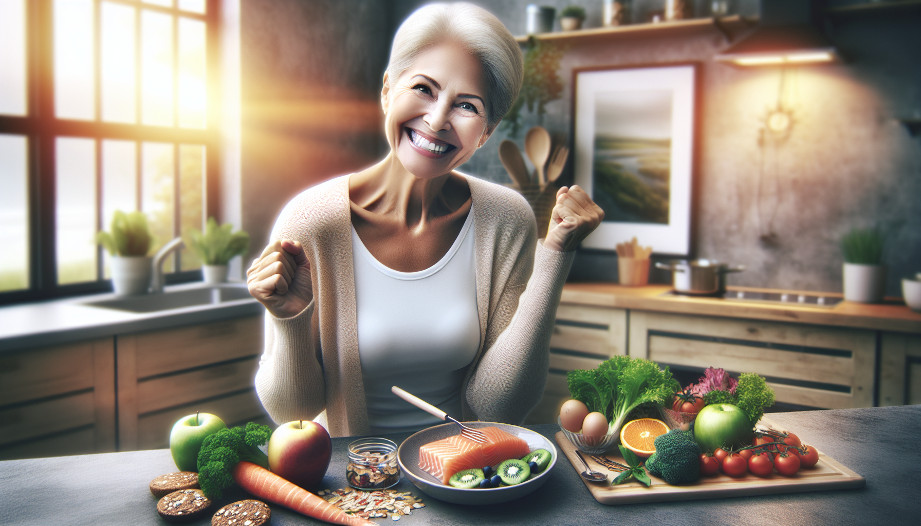 Senior woman preparing heart-healthy diet meal following AHA 2026 guidelines
