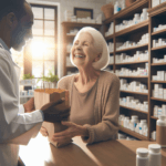Senior woman picking up prescriptions at pharmacy under Medicare Part D 2026 cap