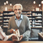 senior man at pharmacy saving money on Medicare negotiated drug prices 2026