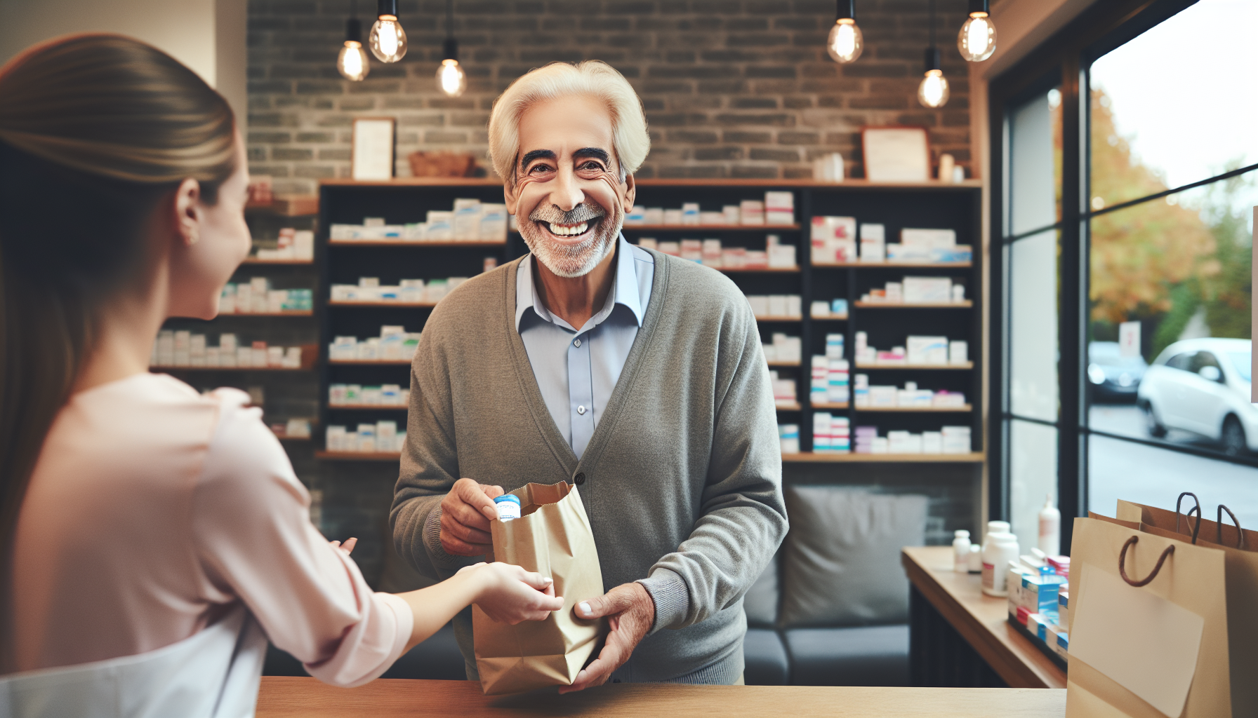 senior man at pharmacy saving money on Medicare negotiated drug prices 2026