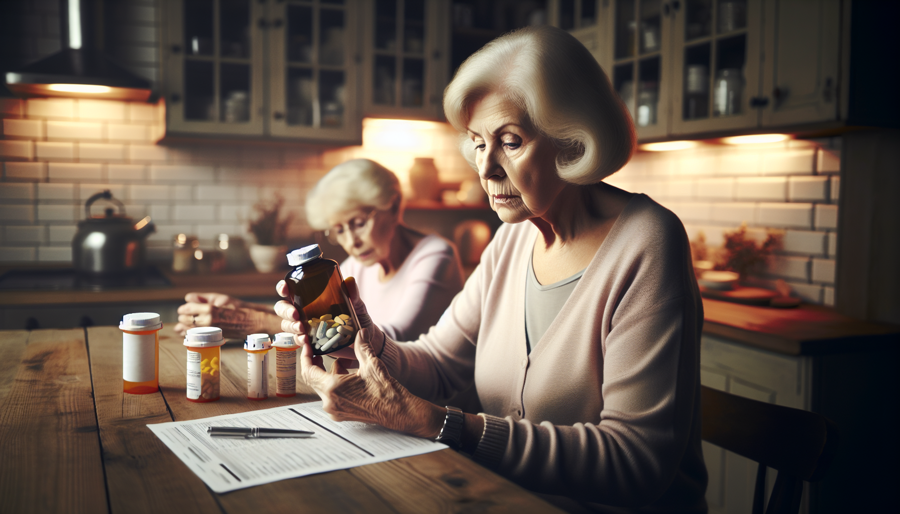senior woman reviewing her medications to avoid dangerous drug interactions