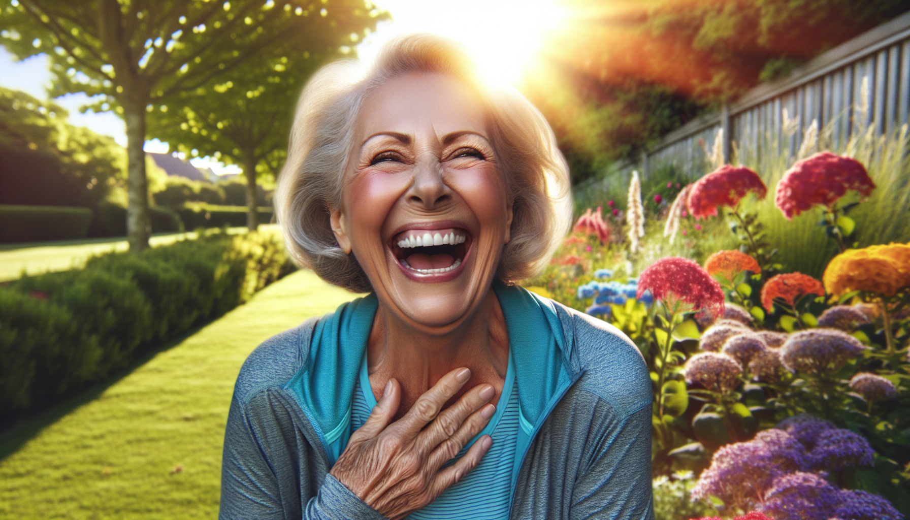 Happy senior woman outdoors representing how a positive attitude about aging slows cognitive and physical decline