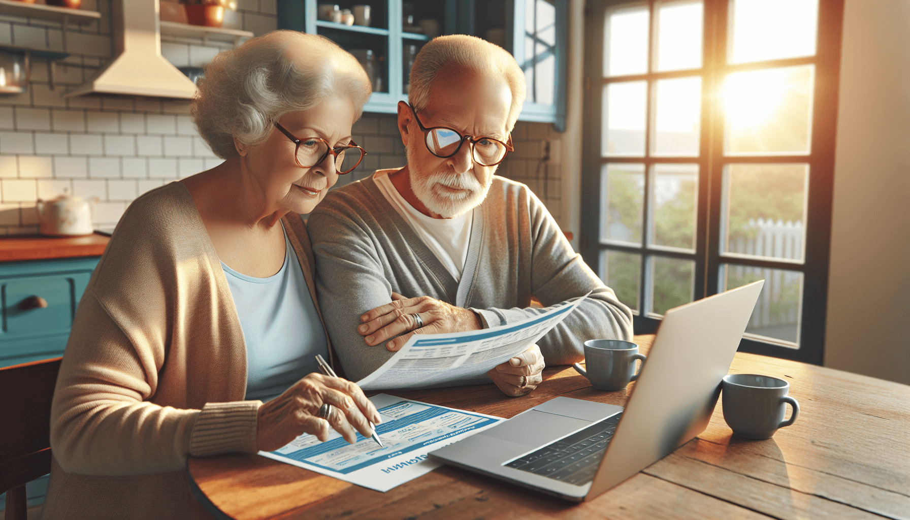 senior couple comparing Medicare Advantage vs Original Medicare plans in 2026