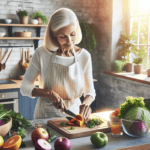senior woman preparing gut-healthy food to boost microbiome in 2026