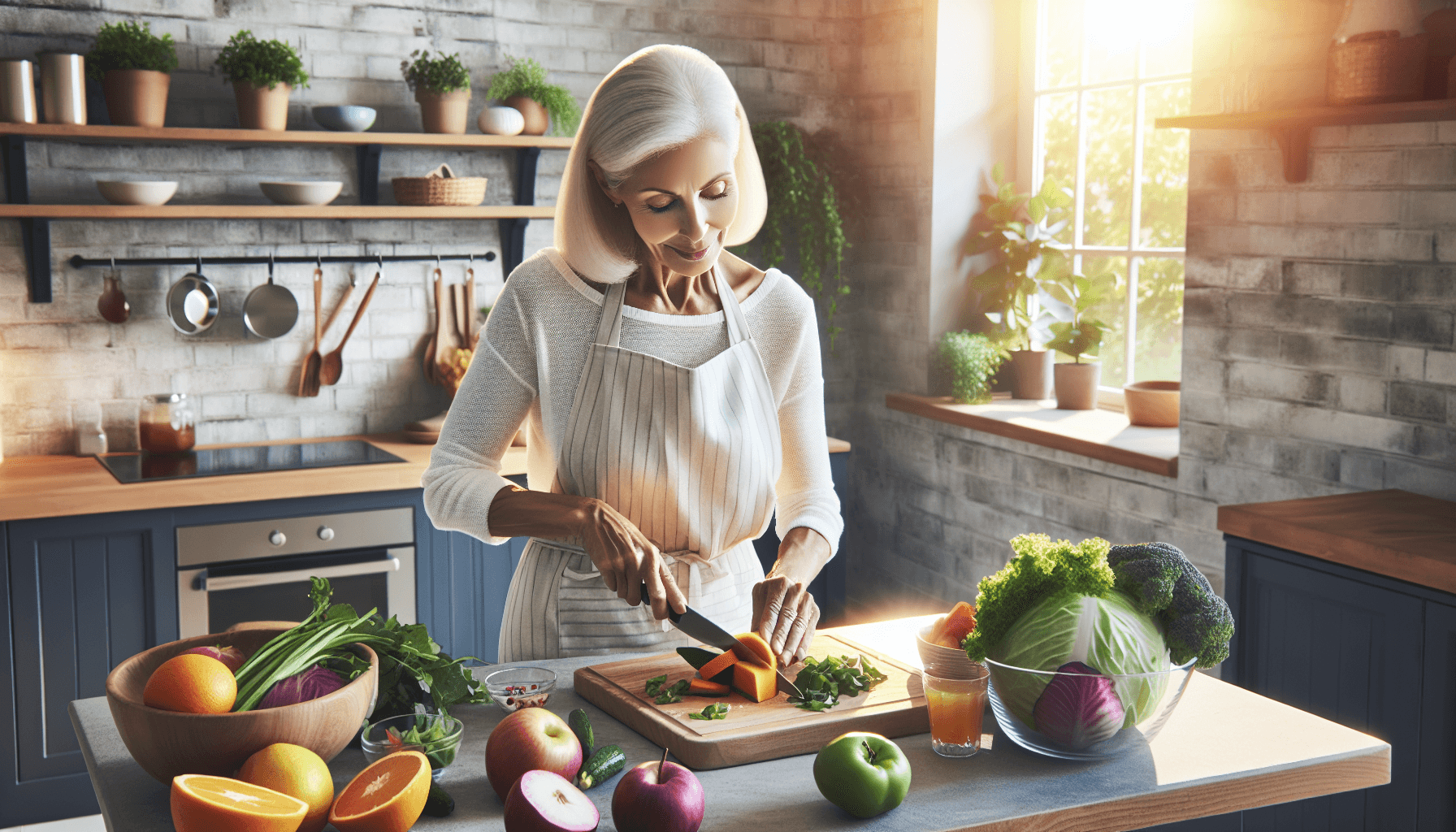 senior woman preparing gut-healthy food to boost microbiome in 2026
