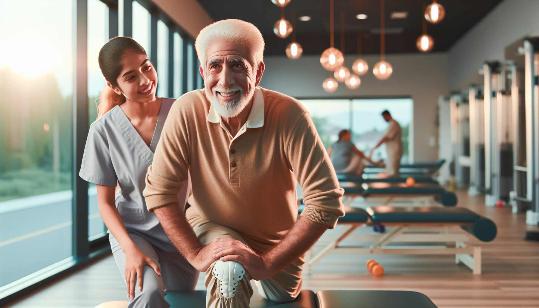 Senior man in physical therapy after Medicare-covered knee replacement surgery 2026