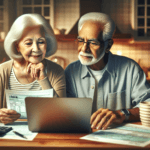 Senior couple reviewing tax documents to claim the new $6000 senior bonus deduction in 2026