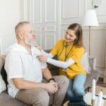 Senior at annual Medicare wellness visit checkup