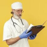 Senior receiving free preventive Medicare screening