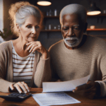 Senior couple reviewing Social Security trust fund retirement financial planning documents