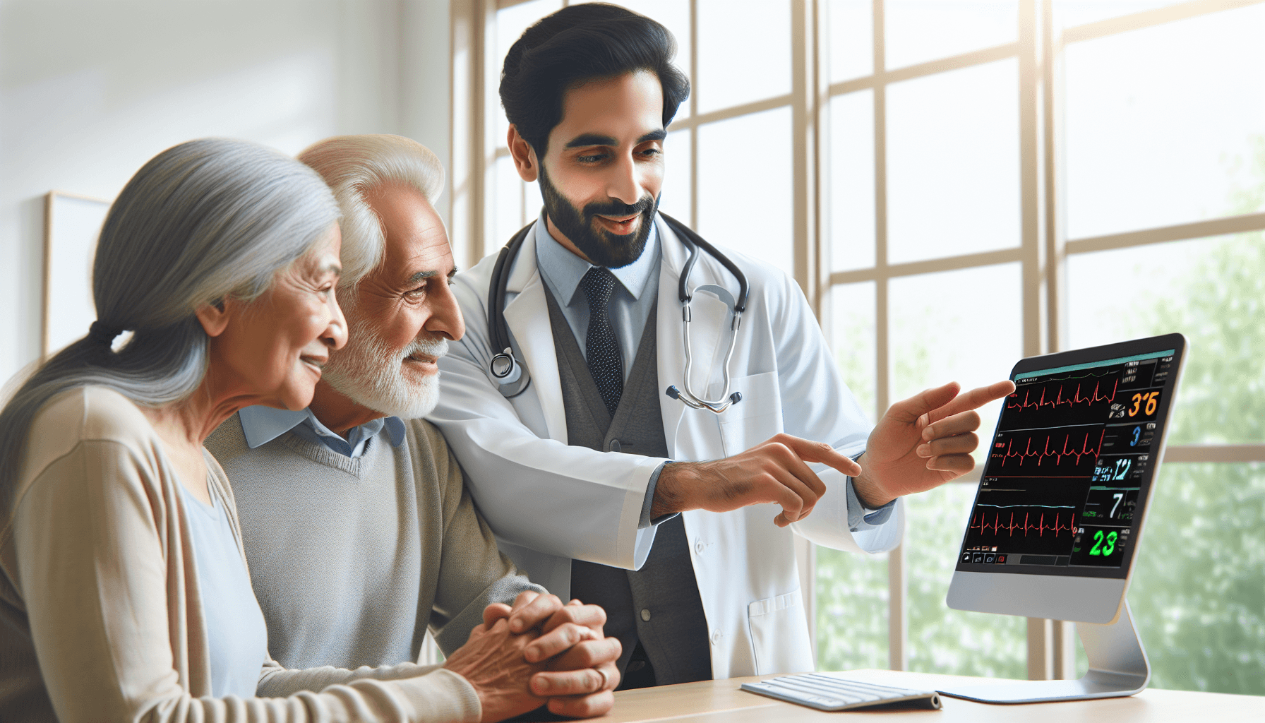 atrial fibrillation seniors 2026 cardiologist showing ECG to older couple