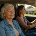 Senior driving safety 2026 older woman as passenger with family member