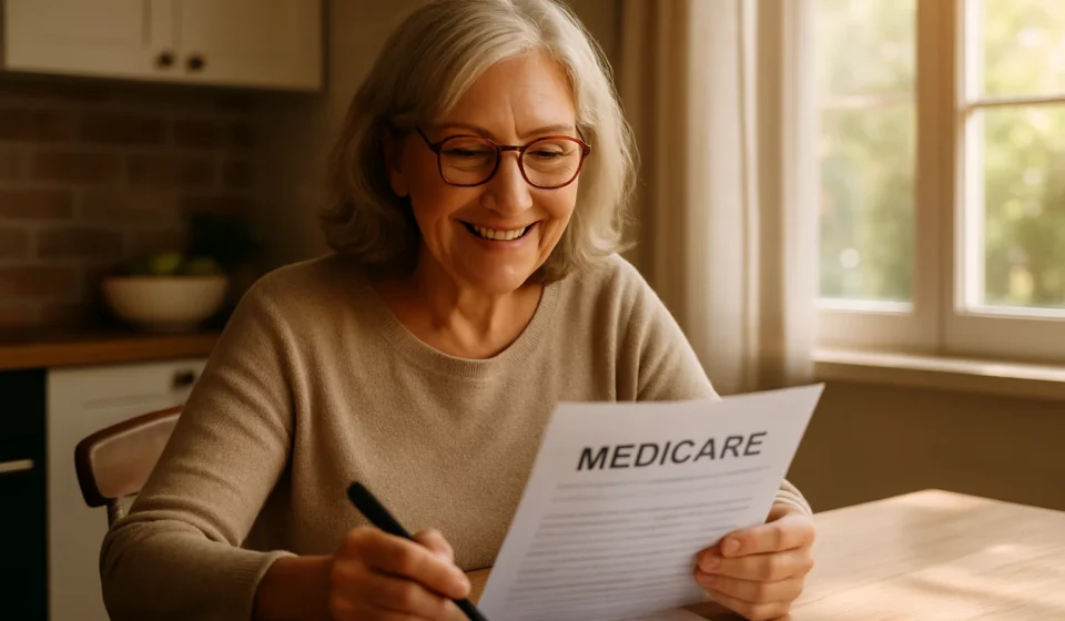 How to Enroll in Medicare at 65 in 2026: 7-Step First-Timer’s Guide Senior woman enrolling in Medicare for the first time reviewing paperwork