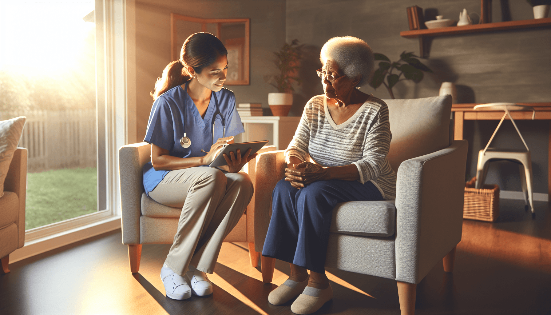 senior woman receiving home health care visit from Medicare-approved nurse 2026