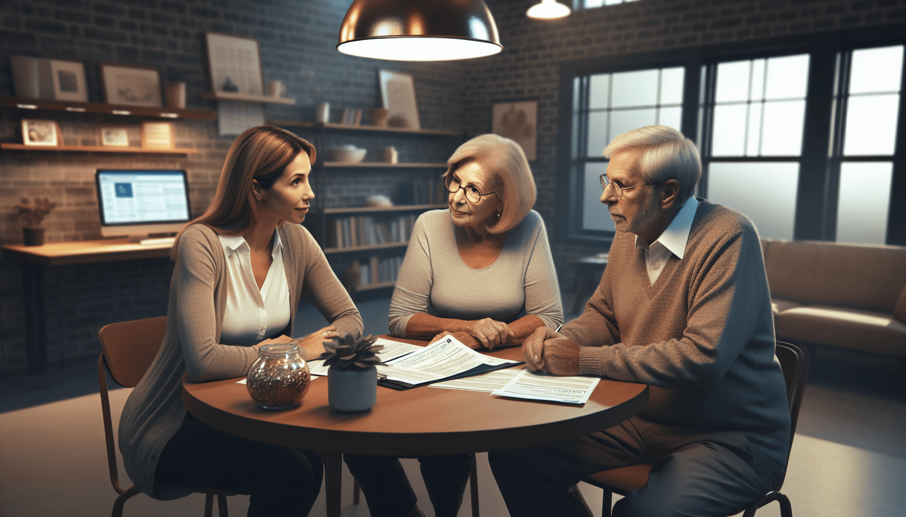 senior couple reviewing Medicare Savings Program documents with benefits counselor 2026