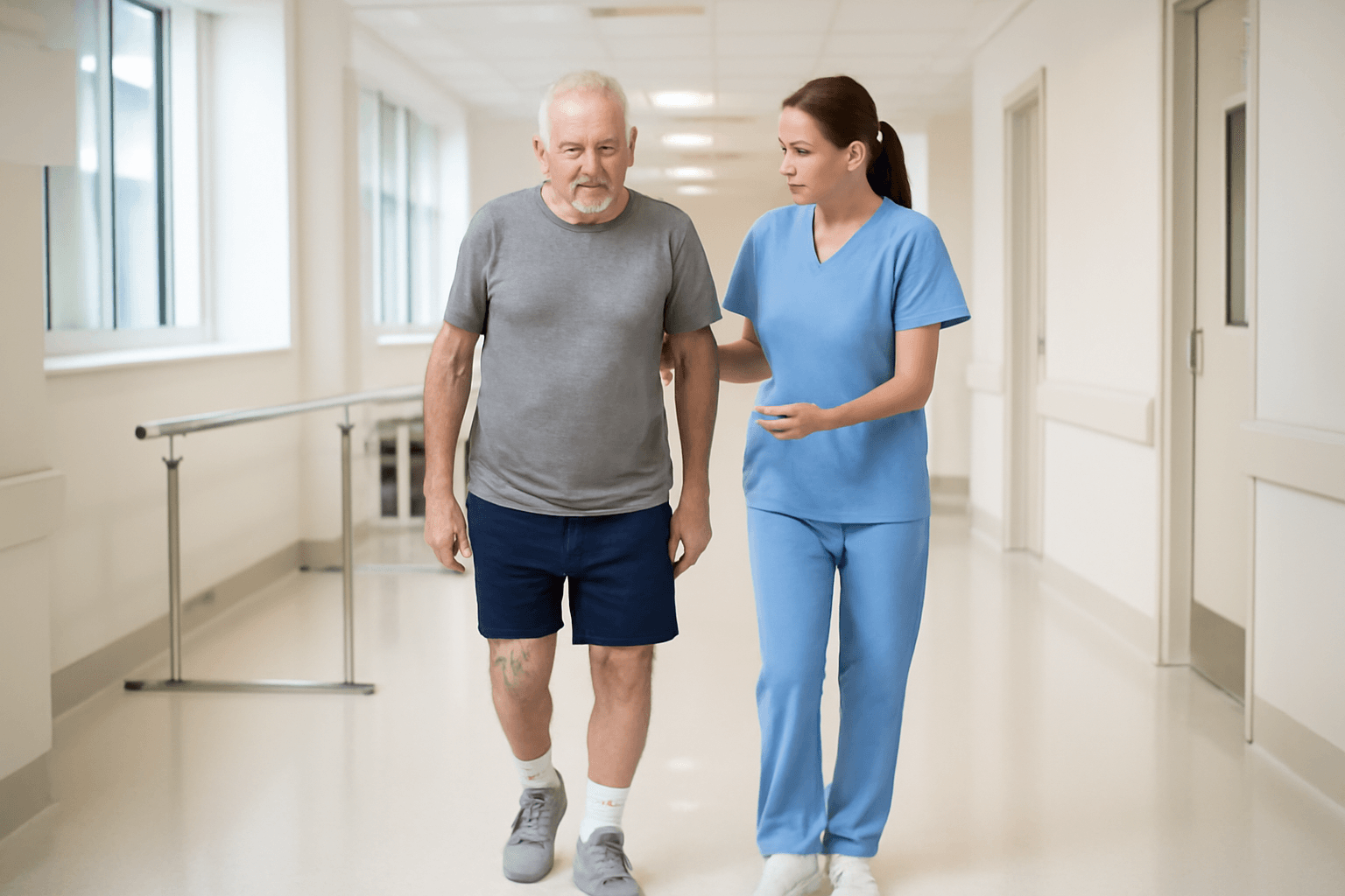 Senior man in supervised exercise therapy for peripheral artery disease