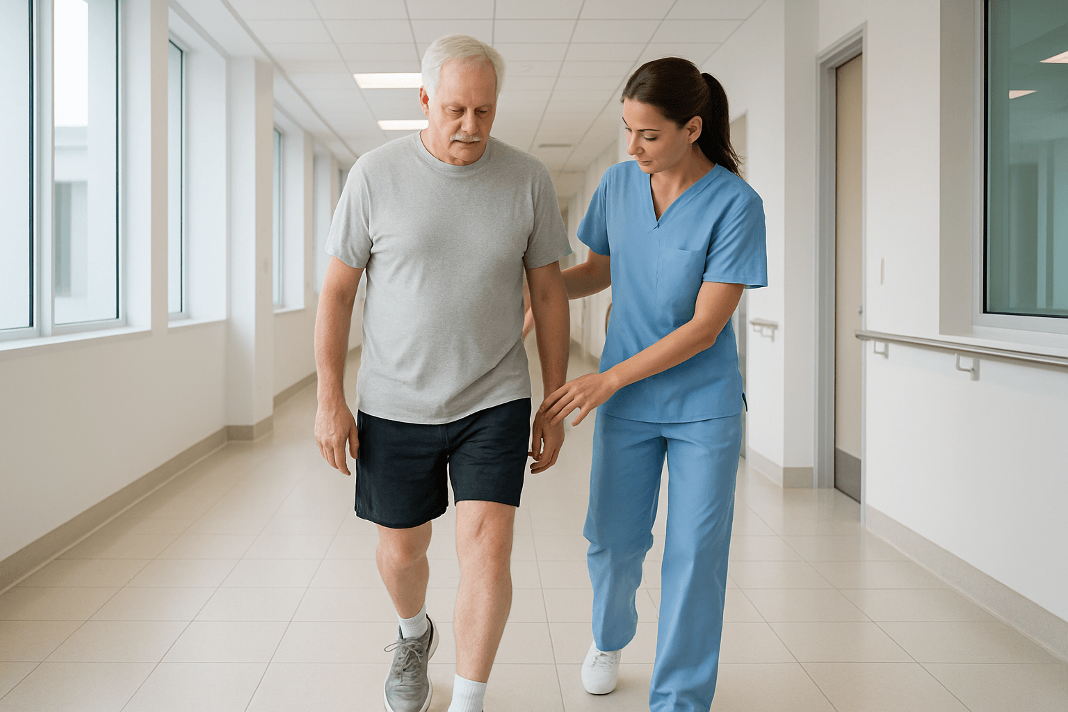Senior man in supervised exercise therapy for peripheral artery disease