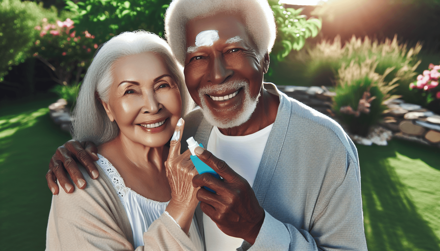 senior couple applying sunscreen skin cancer prevention 2026
