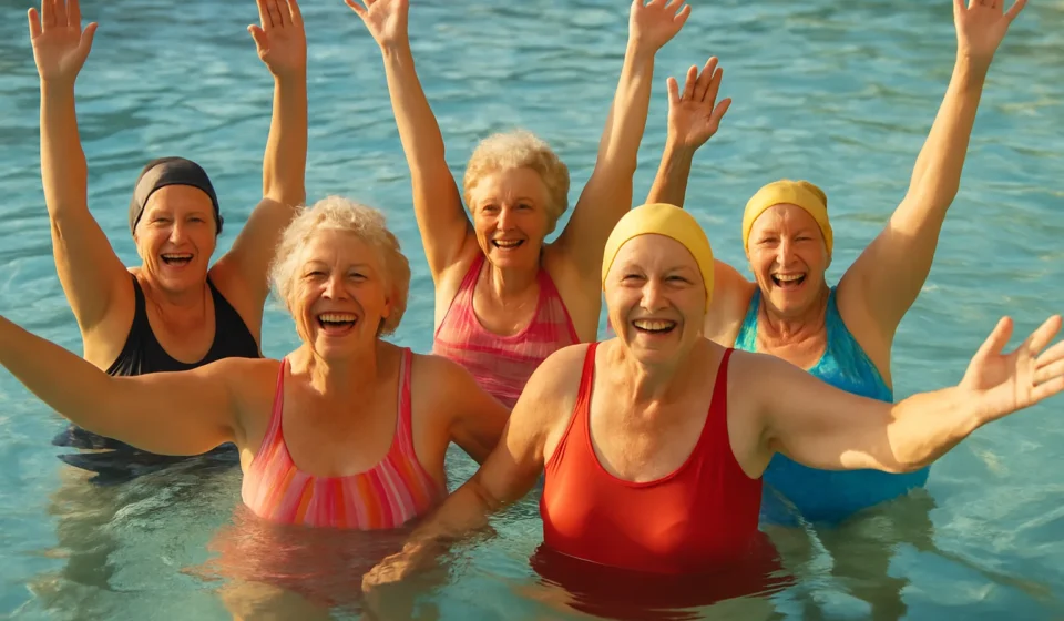 Water Aerobics for Seniors 2026: Clinical Benefits, Exercises & Medicare Coverage Senior women doing water aerobics aquatic exercise in pool 2026