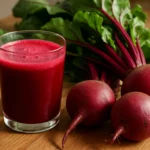 Glass of beetroot juice with fresh beets to lower blood pressure