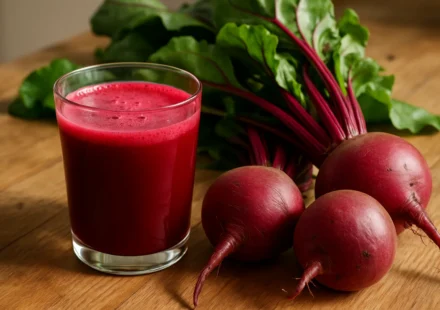 Glass of beetroot juice with fresh beets to lower blood pressure