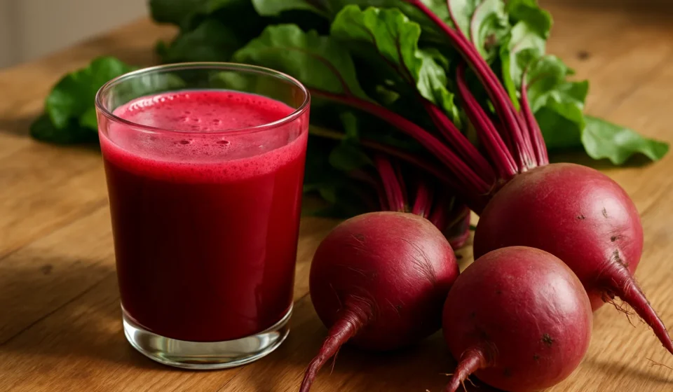 Beetroot Juice for Seniors 2026: Lower Blood Pressure Glass of beetroot juice with fresh beets to lower blood pressure
