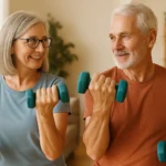 Active senior couple doing resistance training, illustrating creatine benefits for muscle in older adults