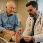 Doctor examining senior patient feet for diabetic neuropathy treatment 2026