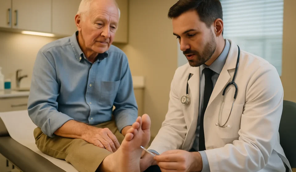 Diabetic Neuropathy Treatment 2026: 8 Options That Actually Work Doctor examining senior patient feet for diabetic neuropathy treatment 2026