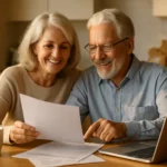 Senior couple reviewing a Medicare Advantage plan to lower their Part B premium