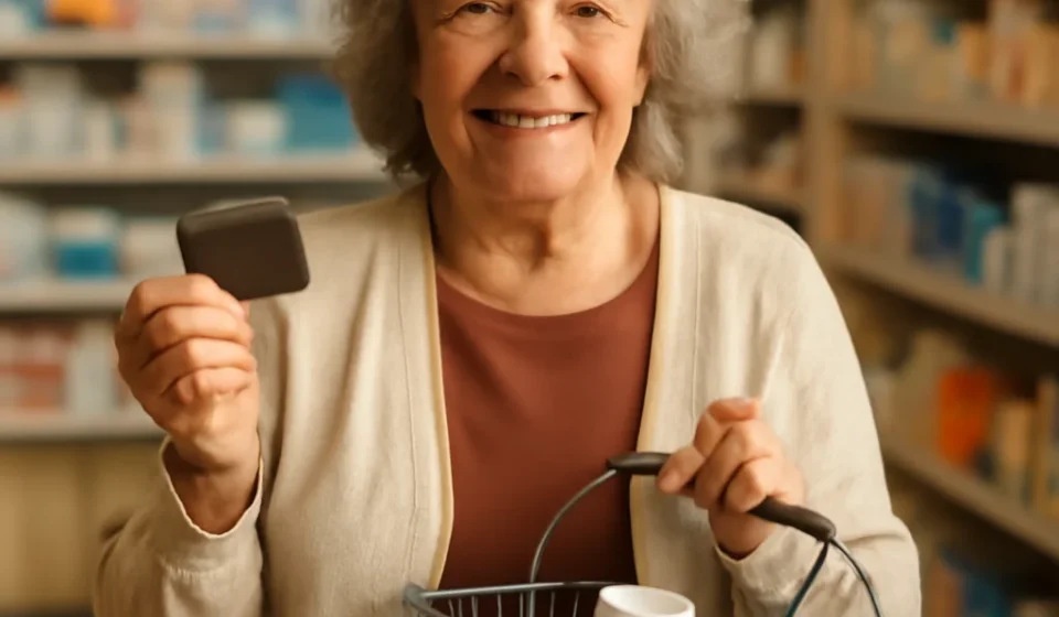 Medicare OTC Card 2026: Free Money for Health Items Senior woman using a Medicare OTC card to buy health items at a pharmacy