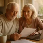 Senior couple reviewing Medicare Special Enrollment Period paperwork at home