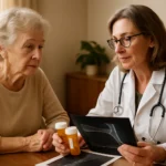 Senior woman reviewing osteoporosis medication options with doctor in clinic 2026