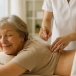 Senior woman receiving acupuncture for chronic low back pain covered by Medicare