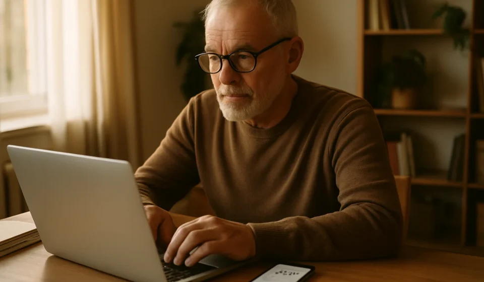 My Social Security Account 2026: Login & Setup Guide Senior man setting up his my Social Security account online on a laptop at home