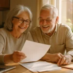 Senior couple reviewing energy bills and applying for LIHEAP assistance at home