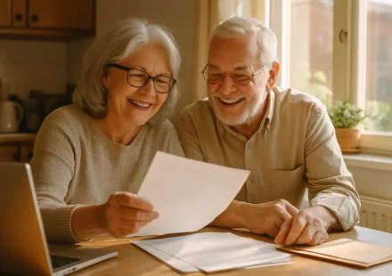 Senior couple reviewing energy bills and applying for LIHEAP assistance at home