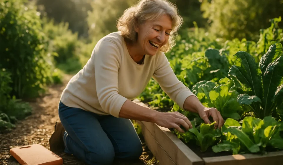 Gardening for Seniors 2026: A Full-Body Workout Senior woman gardening in raised beds enjoying outdoor exercise