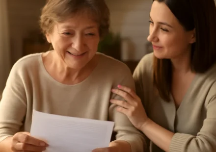 Senior reviewing Medicare savings program paperwork at a kitchen table