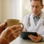 Senior with rheumatoid arthritis consulting with rheumatologist 2026