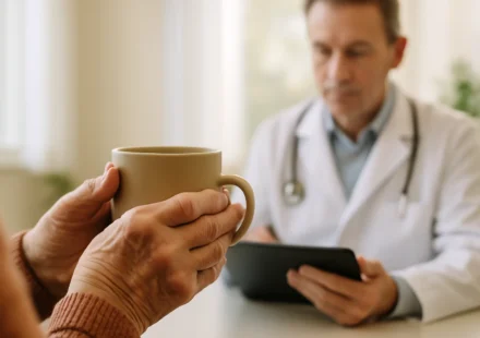 Senior with rheumatoid arthritis consulting with rheumatologist 2026