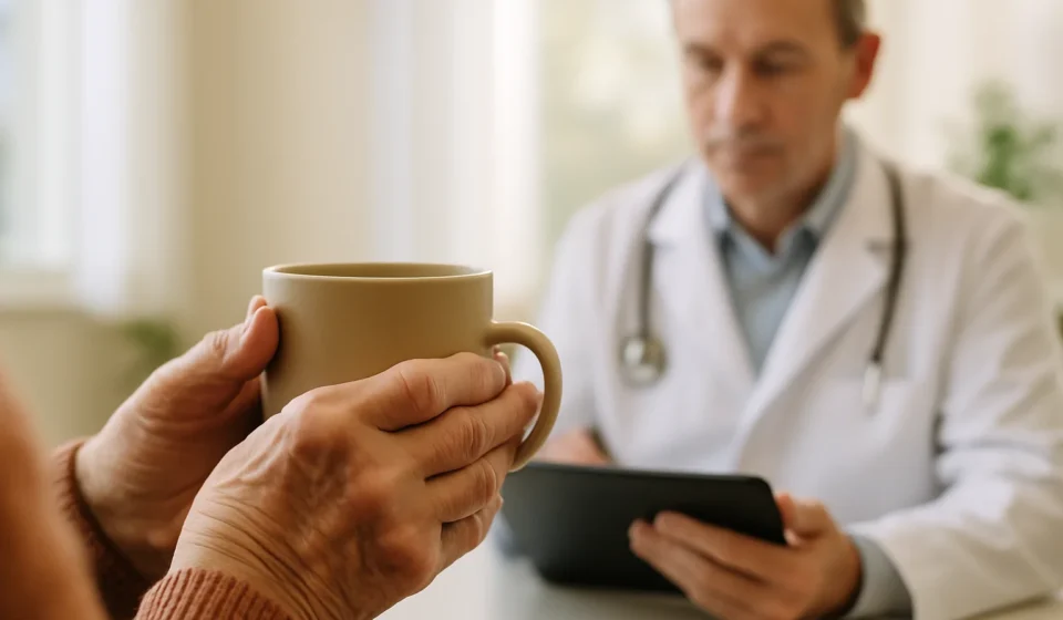 Senior with rheumatoid arthritis consulting with rheumatologist 2026