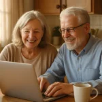 Elderly couple checking Social Security July 2026 payment schedule online