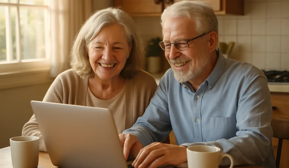 Elderly couple checking Social Security July 2026 payment schedule online