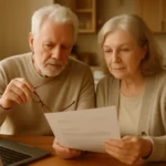 Senior couple reviewing a Social Security overpayment notice at home