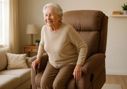 Senior rising from a Medicare-covered lift chair
