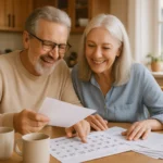 Senior couple reviewing their Social Security payment schedule calendar for July 2026